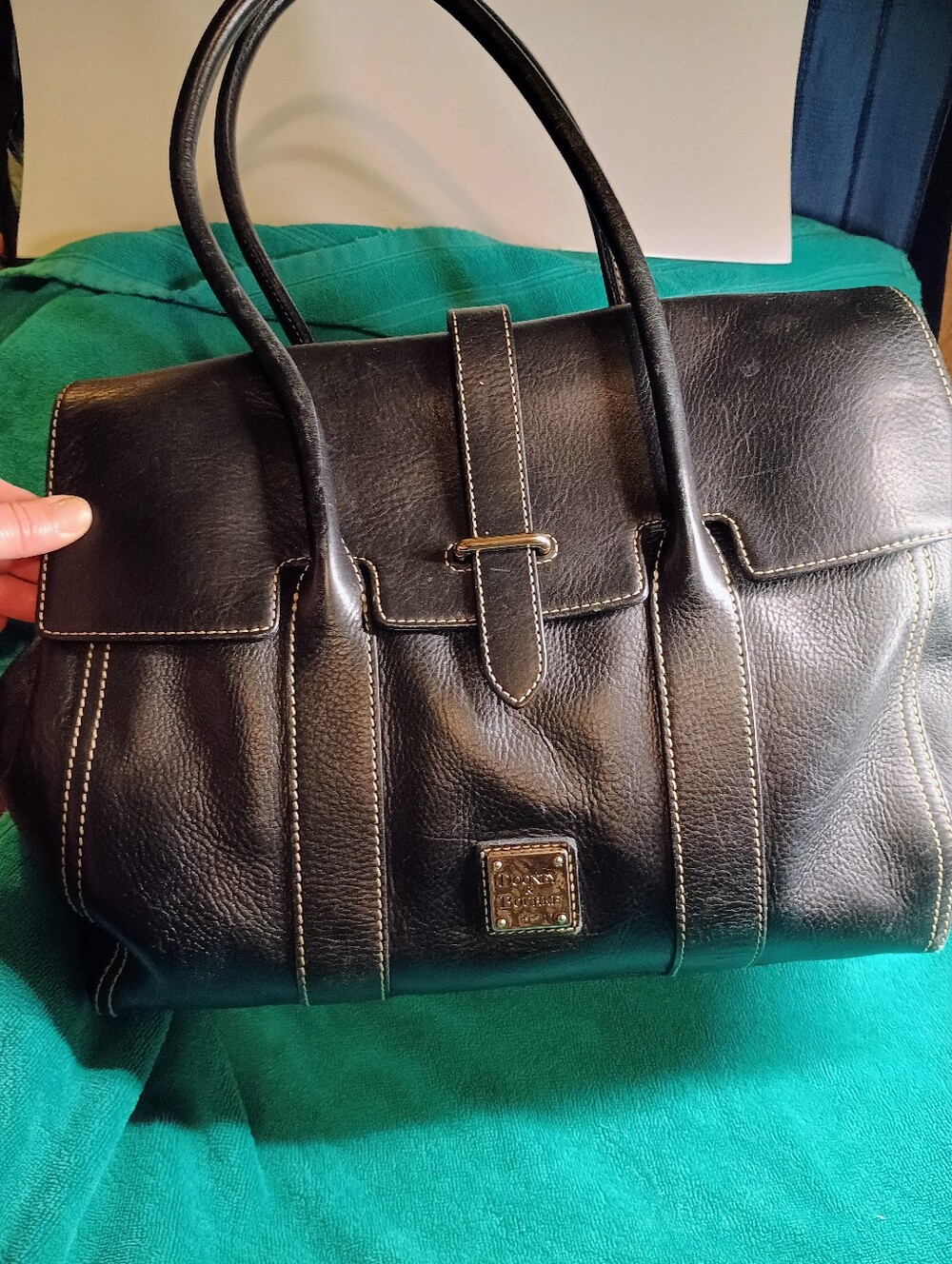 Dooney & Bourke Black Medium Priscilla Tumbled Leather Messenger Satchel